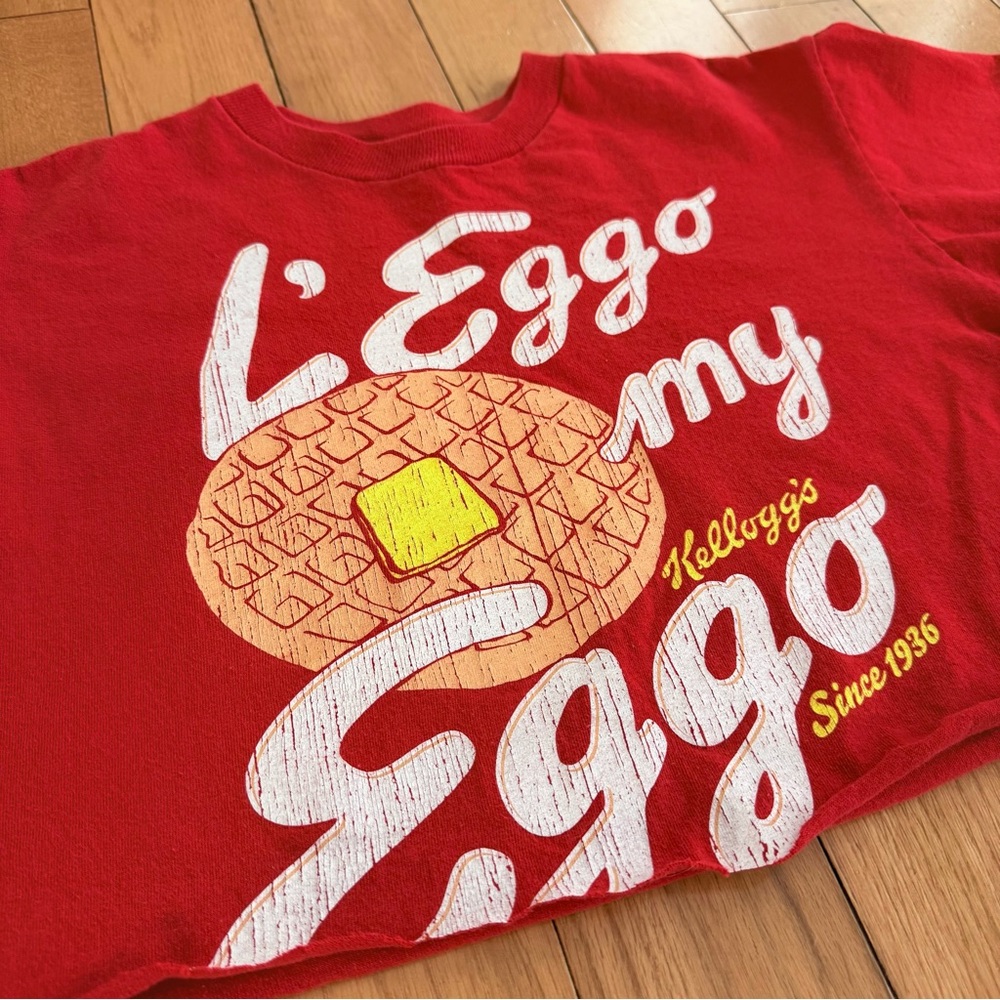 L’eggo my Eggo Red Cropped Graphic Tee - Picture 2 of 4